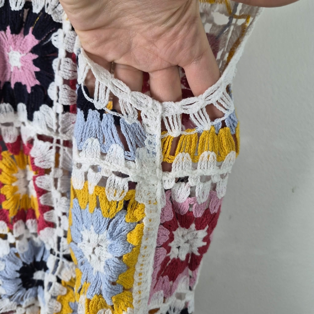 Vintage Colorful Crochet Sleeveless Top Size M - Picture 6 of 6